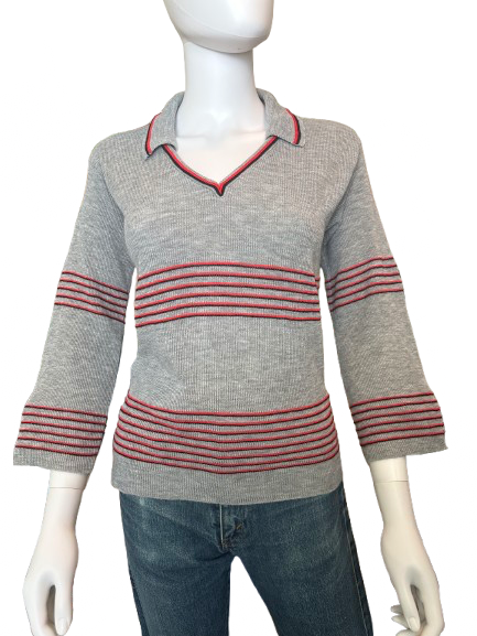 Vintage 1970s Polo Style V-neck Sweater