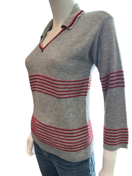 Vintage 1970s Polo Style V-neck Sweater