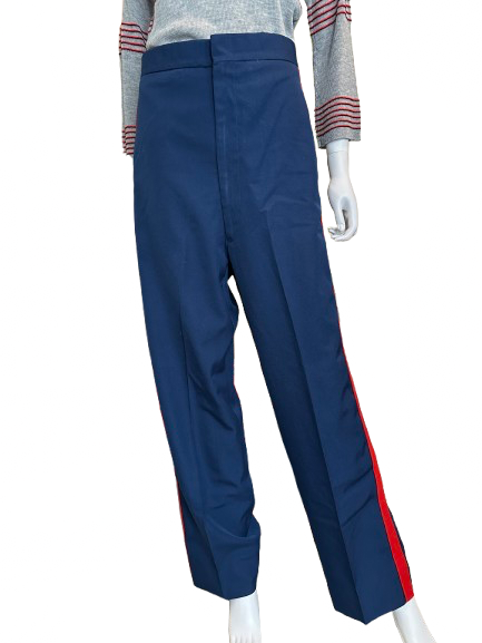 Vintage 1960s Navy Blue Wool Band Assembly Trouser