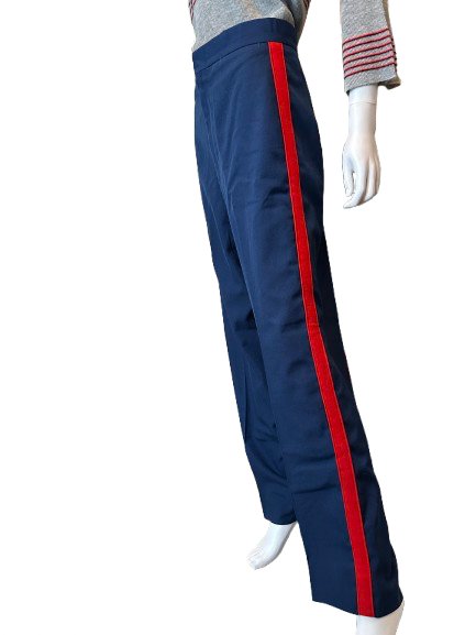 Vintage 1960s Navy Blue Wool Band Assembly Trouser