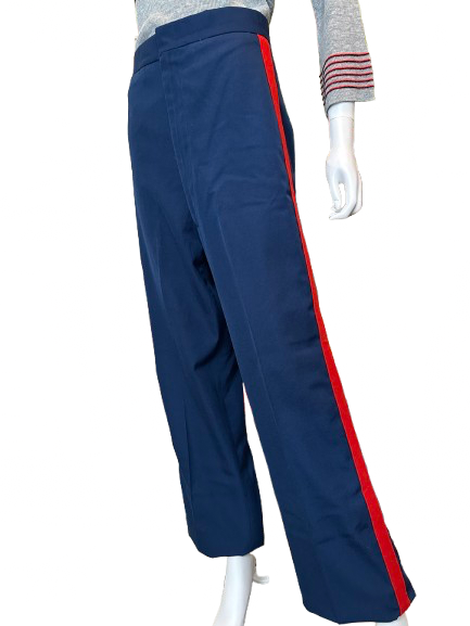 Vintage 1960s Navy Blue Wool Band Assembly Trouser