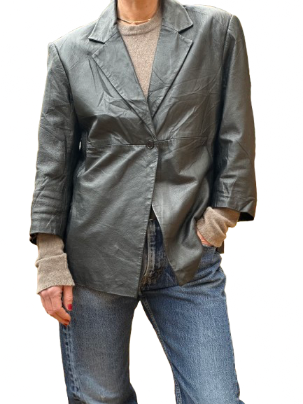 Vintage Black Leather Blazer