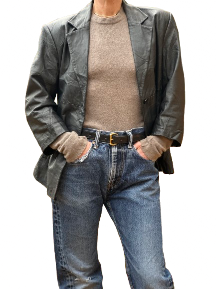 Vintage Black Leather Blazer