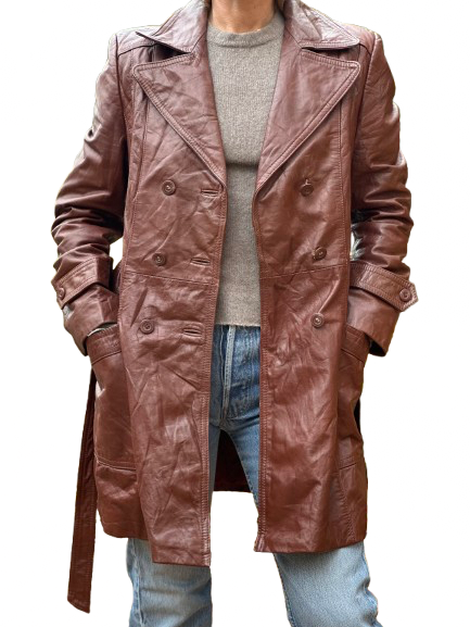 Vintage 70s Maroon Leather Trench