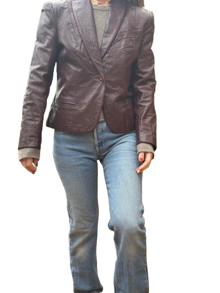 Vintage Deep Burgundy Leather Blazer