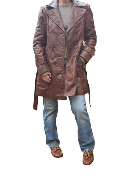 Vintage 70s Maroon Leather Trench