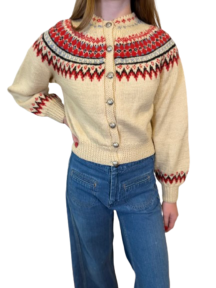 Vintage 70s Wool Fair Aisle Cardigan