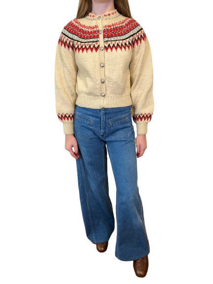 Vintage 70s Wool Fair Aisle Cardigan