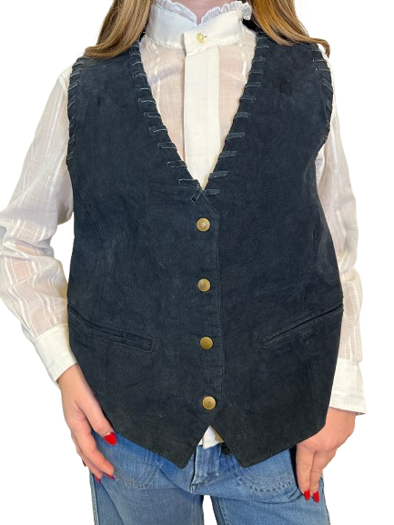 Vintage Black Suede Vest