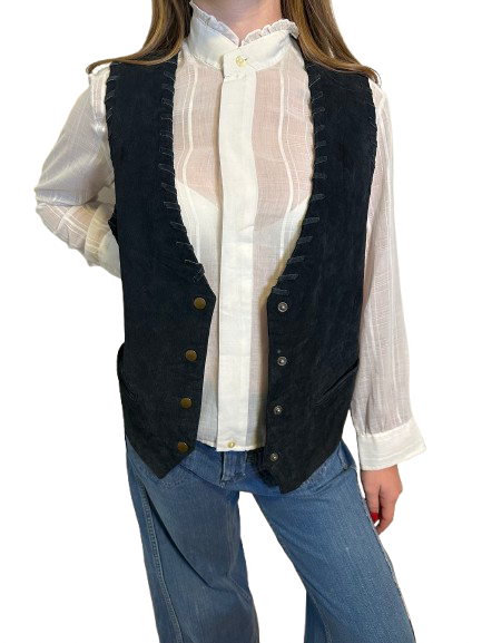 Vintage Black Suede Vest