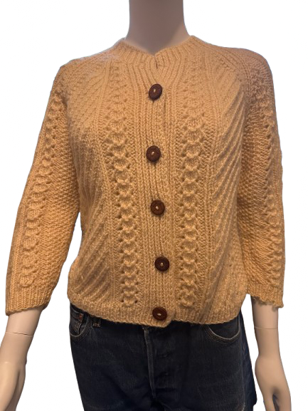 Vintage 70s Hand Knit Fisherman Cardigan