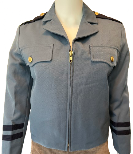 Vintage Dusty Blue and Navy Band Coat